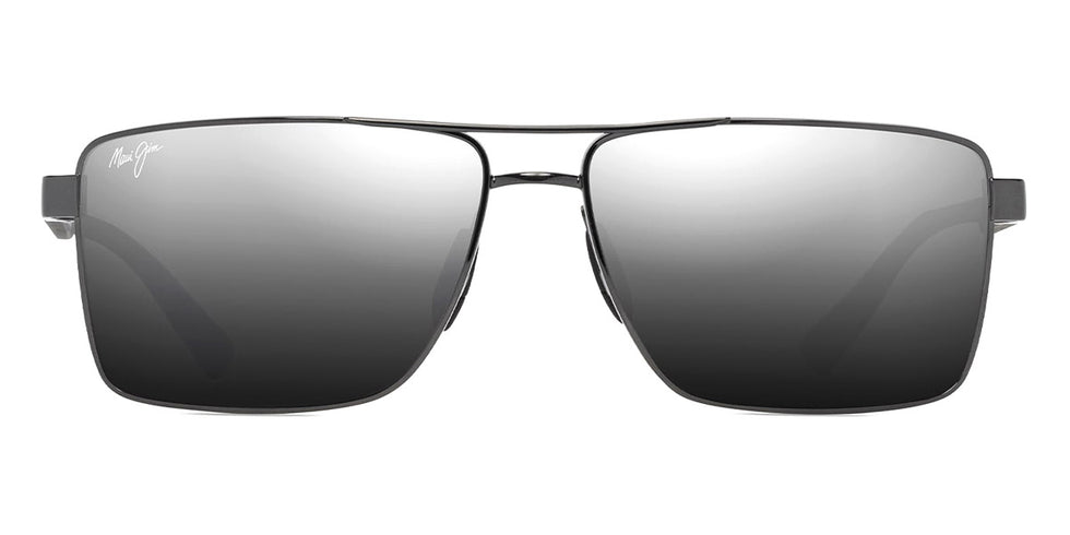 Maui Jim® Piha MJI DSB621-02 60 - Shiny Gunmetal With Black/Dual Mirror Silver To Black Sunglasses