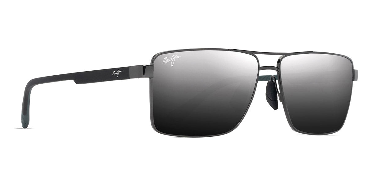 Maui Jim® Piha MJI DSB621-02 60 - Shiny Gunmetal With Black/Dual Mirror Silver To Black Sunglasses
