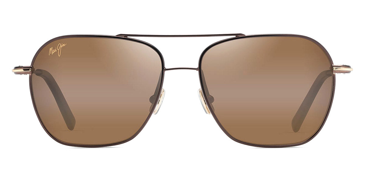 Maui Jim® Mano MJI H877-01 57 - Dark Brown With Gold Stripe/HCL Bronze Sunglasses