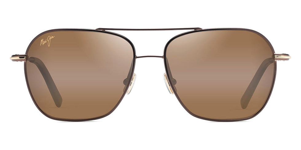Maui Jim® Mano MJI H877-01 57 - Dark Brown With Gold Stripe/HCL Bronze Sunglasses