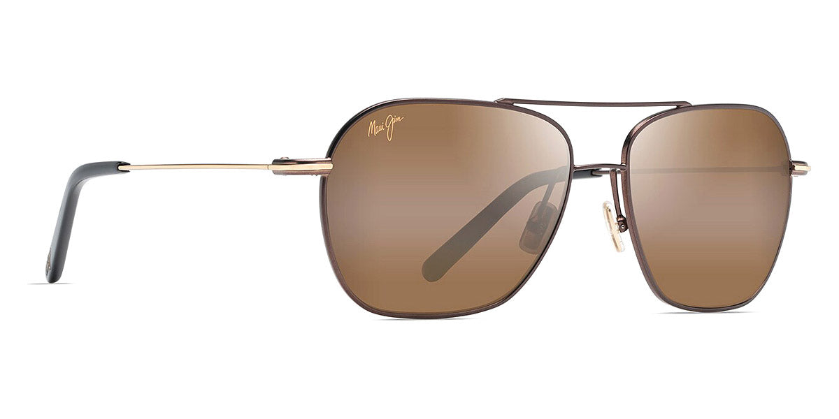 Maui Jim® Mano MJI H877-01 57 - Dark Brown With Gold Stripe/HCL Bronze Sunglasses