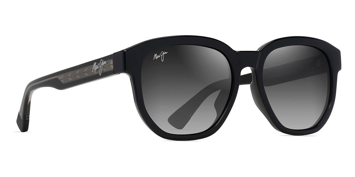 Maui Jim® Akahai Asian Fit MJI MM646-013 56 - Shiny Black W In Trans Light Grey/Neutral Grey Sunglasses