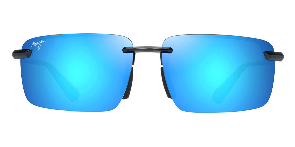 Maui Jim® Laulima Asian Fit MJI MM656-022 61 - Shiny Black With Blue/Blue Hawaii Sunglasses