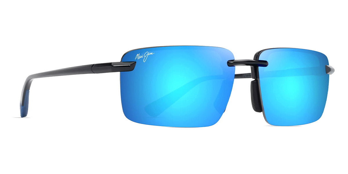 Maui Jim® Laulima Asian Fit MJI MM656-022 61 - Shiny Black With Blue/Blue Hawaii Sunglasses