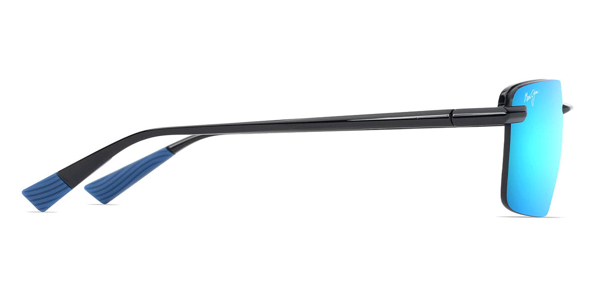 Maui Jim® Laulima Asian Fit MJI MM656-022 61 - Shiny Black With Blue/Blue Hawaii Sunglasses