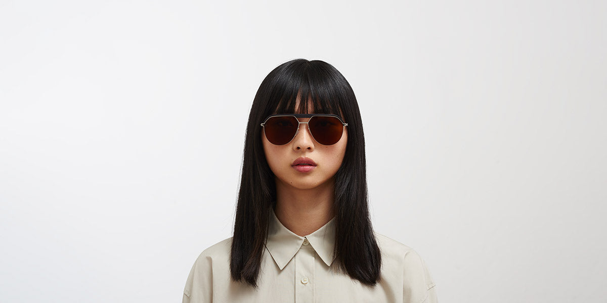 Mykita® ML02 MYK ML02 MH49 Pitch Black/Matte Silver / Leica Amber Solid 57 - MH49 Pitch Black/Matte Silver / Leica Amber Solid Sunglasses