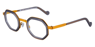 NaoNed® Morgad NAO Morgad 23GC 45 - 23GC Matte Blue Cercles Grooves And Asphalt Grey Inserts/Bright Yellow Eyeglasses