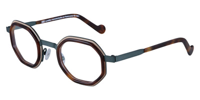 NaoNed® Morgad NAO Morgad 85B 45 - 85B Matte Dark Green Cercles Grooves And Tortoiseshell Inserts/Matte Dark Green Eyeglasses