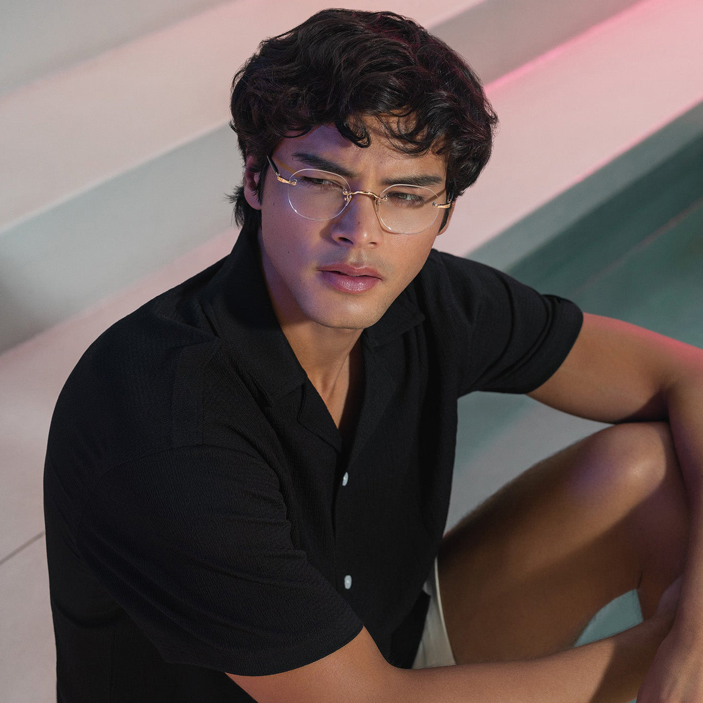 Masunaga® GMS-126T MSNG GMS 126T 21 GOLD NAVY 47 Eyeglasses