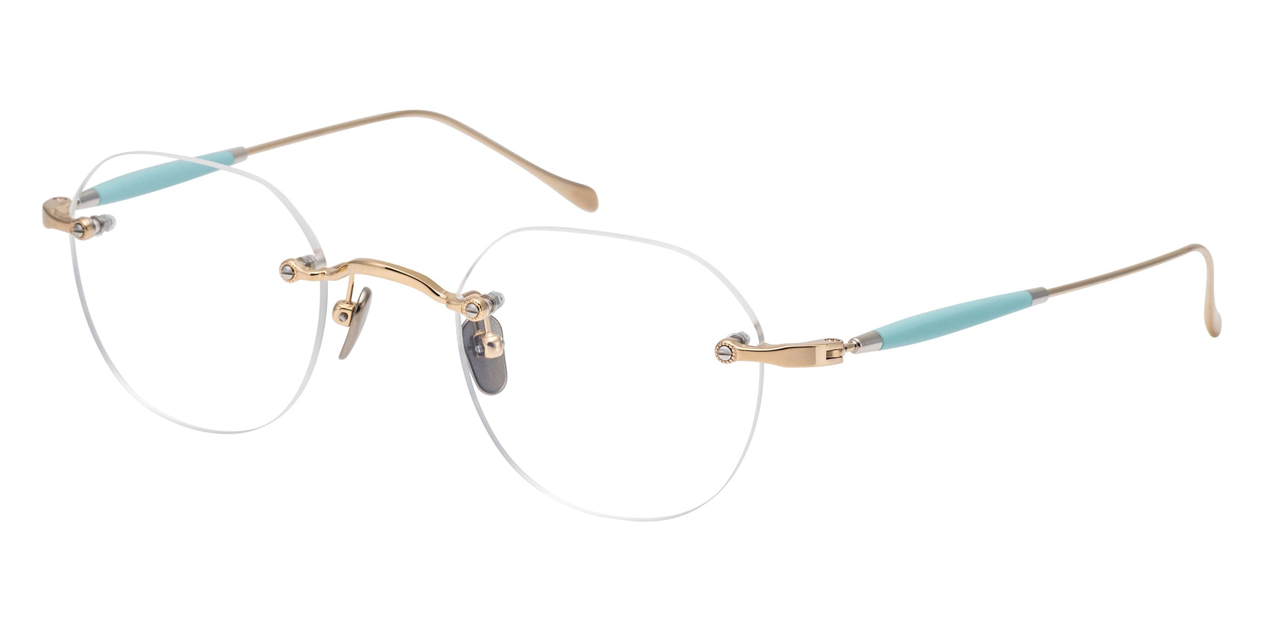 Masunaga® GMS-126T MSNG GMS 126T 32 GOLD AQUA 47 Eyeglasses