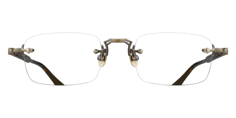 Matsuda® M5009 MTD M5009 Brushed Gold/Navy 52 Eyeglasses - Brushed Gold/Navy/Geometric Clear Lens