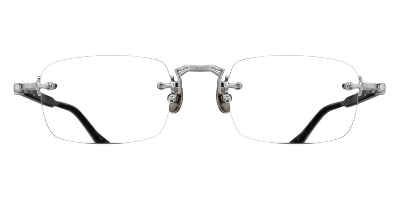 Matsuda® M5009 MTD M5009 Brushed Silver/Black 52 Eyeglasses - Brushed Silver/Black/Geometric Clear Lens