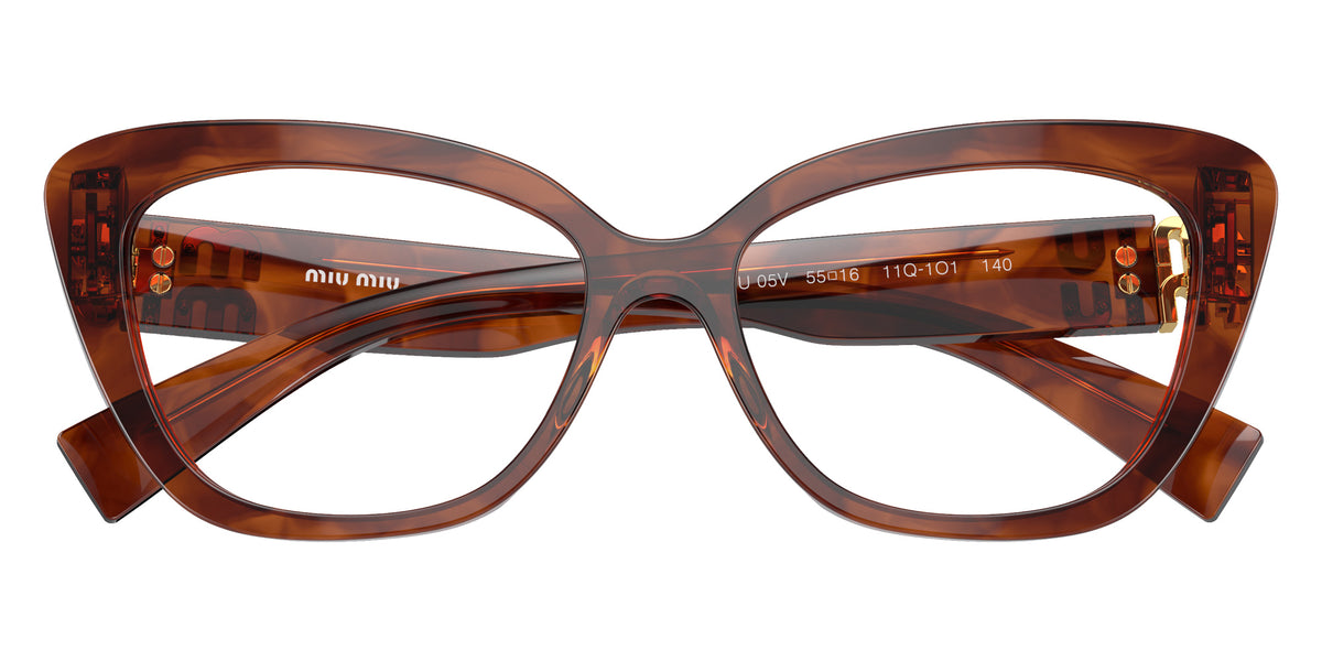 Miu Miu® MU 05VV Eyeglasses MU 05VV 11Q1O1 53 - Striped Tobacco
