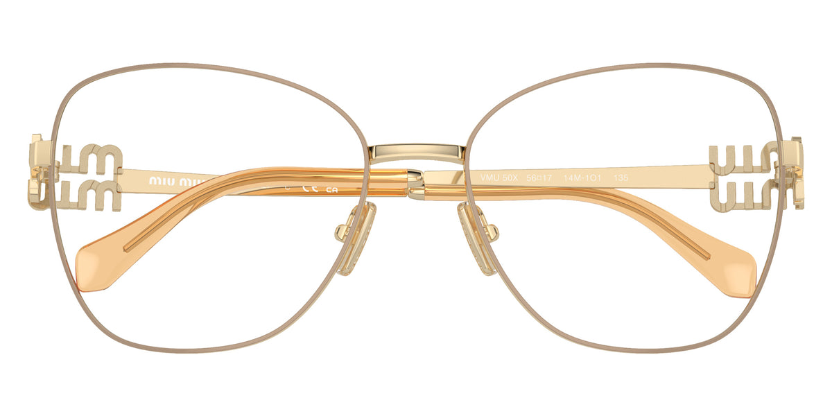 Miu Miu® MU 50XV Eyeglasses MU 50XV 14M1O1 56 - Pale Gold