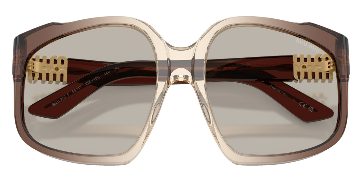 Miu Miu® MU A07SF Sunglasses MU A07SF 25G40U 59 - Brown Transparent