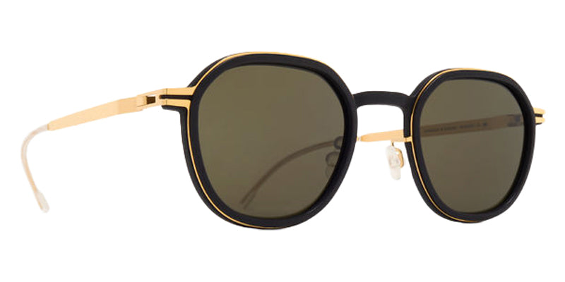 Mykita® BIRCH SUN MYK BIRCH SUN 10089243 - MH7-Pitch Black/Glossy Gold/Rawgreen Solid Sunglasses