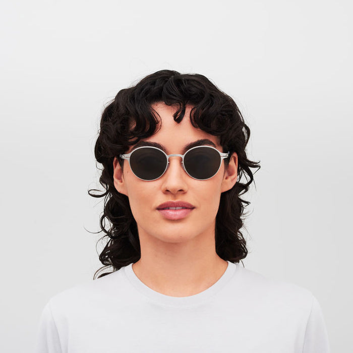 Mykita® WIM Sunglasses - Shiny Silver / Rawgreen Solid