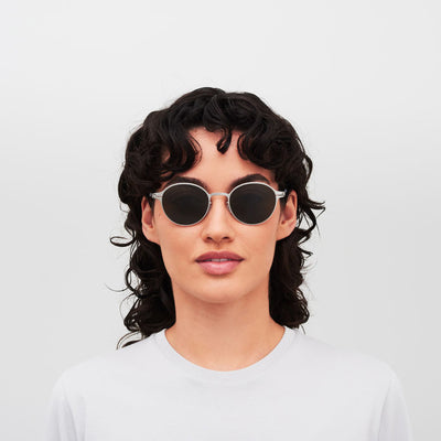Mykita® WIM Sunglasses - Shiny Silver / Rawgreen Solid