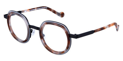 NaoNed® Kerbel NAO Kerbel 01eg 46 - Light Gray Cercles Grooves and Gray Tortoiseshell Inserts/Matte Black Eyeglasses