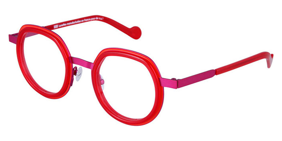 NaoNed® Kerbel NAO Kerbel 88rv 46 - Gurvan Orange Cercles Grooves and Opalin Red Inserts/Bright Pink Eyeglasses