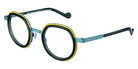 NaoNed® Kerbel NAO Kerbel 89vta 46 - Bright Yellow Cercles Grooves and Transparent Water Green Inserts/Water Green Eyeglasses