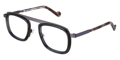 NaoNed® Lanvaon NAO Lanvaon 18er 51 - Matte Light Khaki Cercles Grooves and Striped Inserts/Matte Dark Gray Eyeglasses