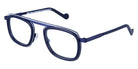 NaoNed® Lanvaon NAO Lanvaon 59bm 51 - Matte Light Gray Cercles Grooves and Solid Navy Blue Inserts/Matte Blue Eyeglasses