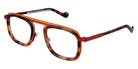 NaoNed® Lanvaon NAO Lanvaon 67b 51 - Matte Bright Yellow Cercles Grooves and Tortoiseshell Inserts/Matte Brick Orange Eyeglasses