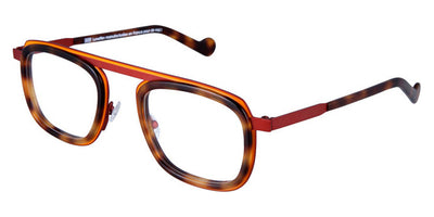 NaoNed® Lanvaon NAO Lanvaon 67b 51 - Matte Bright Yellow Cercles Grooves and Tortoiseshell Inserts/Matte Brick Orange Eyeglasses