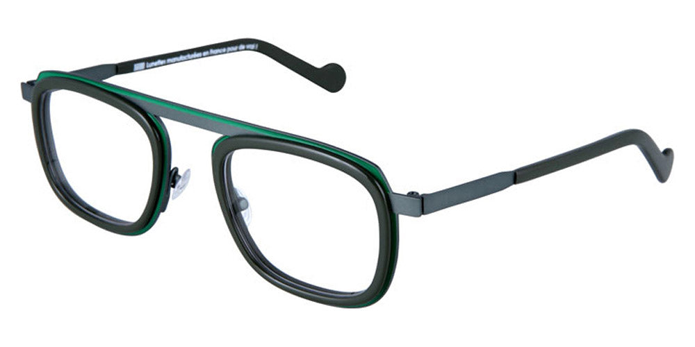 NaoNed® Lanvaon NAO Lanvaon 85va 51 - Dark Green Fluorescent Cercles Grooves and Solid Army Red Inserts/Dark Green Eyeglasses