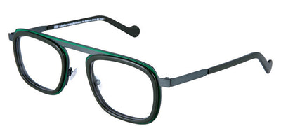 NaoNed® Lanvaon NAO Lanvaon 85va 51 - Dark Green Fluorescent Cercles Grooves and Solid Army Red Inserts/Dark Green Eyeglasses