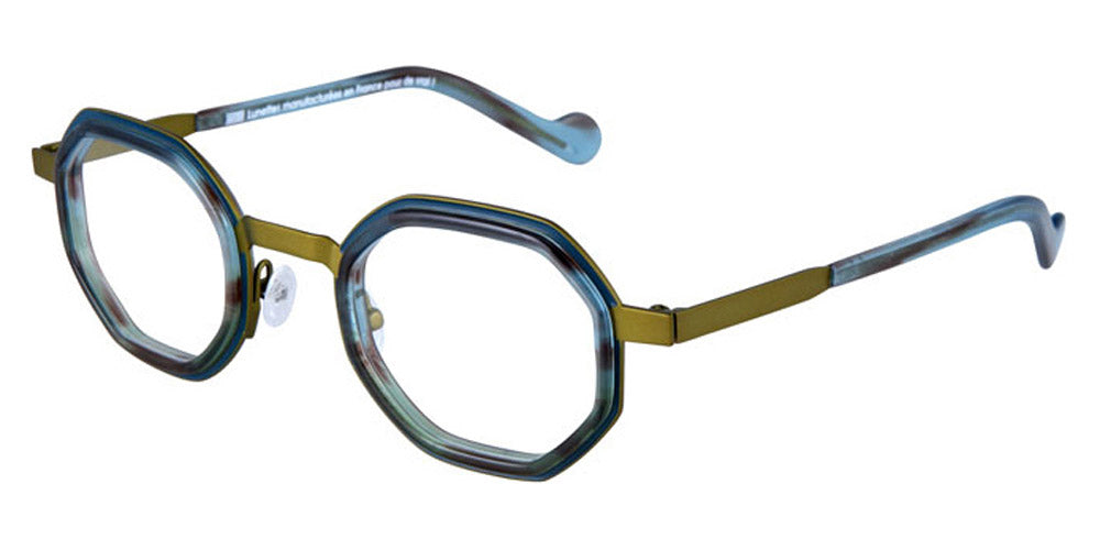 NaoNed® Morgad NAO Morgad 43ed 45 - Bright Yellow Cercles Grooves and Transparent Water Green Inserts/Water Green Eyeglasses