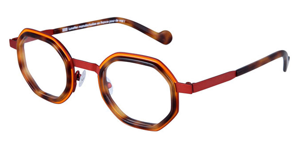 NaoNed® Morgad NAO Morgad 67b 45 - Matte Bright Yellow Cercles Grooves and Tortoiseshell Inserts/Matte Brick Orange Eyeglasses