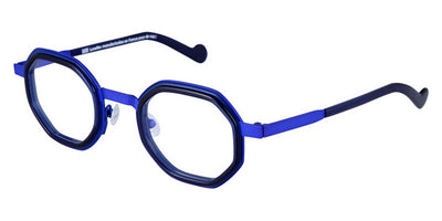 NaoNed® Morgad NAO Morgad 68be 45 - Matte Blue Cercles Grooves and Transparent Ink Blue Inserts/Matte Bright Blue Eyeglasses