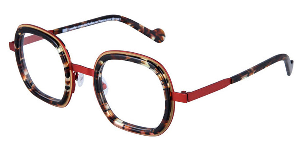 NaoNed® Polen NAO Polen 67b 46 - Matte Bright Yellow Cercles Grooves and Tortoiseshell Inserts/Matte Brick Orange Eyeglasses