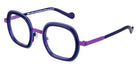 NaoNed® Polen NAO Polen 74bt 46 - Matte Green Waterfall Cercles Grooves and Transparent Blue Inserts/Hocco Violet Eyeglasses