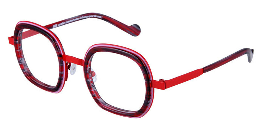 NaoNed® Polen NAO Polen 75rr 46 - Dark Candy Pink Cercles Grooves and Red Tortoishell Inserts/Paris Red Eyeglasses