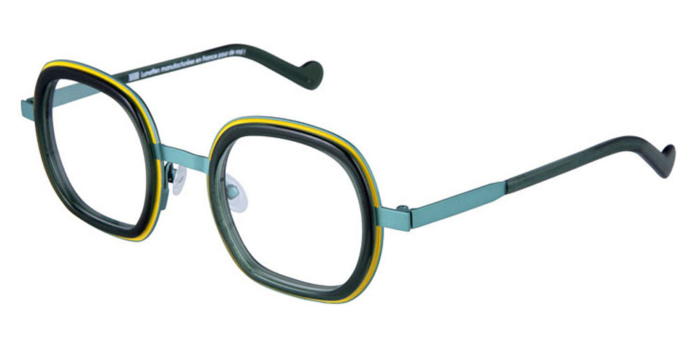 NaoNed® Polen NAO Polen 89vta 46 - Bright Yellow Cercles Grooves and Transparent Green Inserts/Water Green Eyeglasses