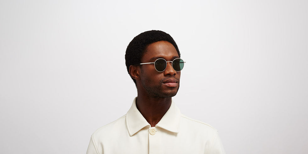 Mykita® NIS MYK NIS Shiny Silver / Dark Green Solid 46 - Shiny Silver / Dark Green Solid Sunglasses