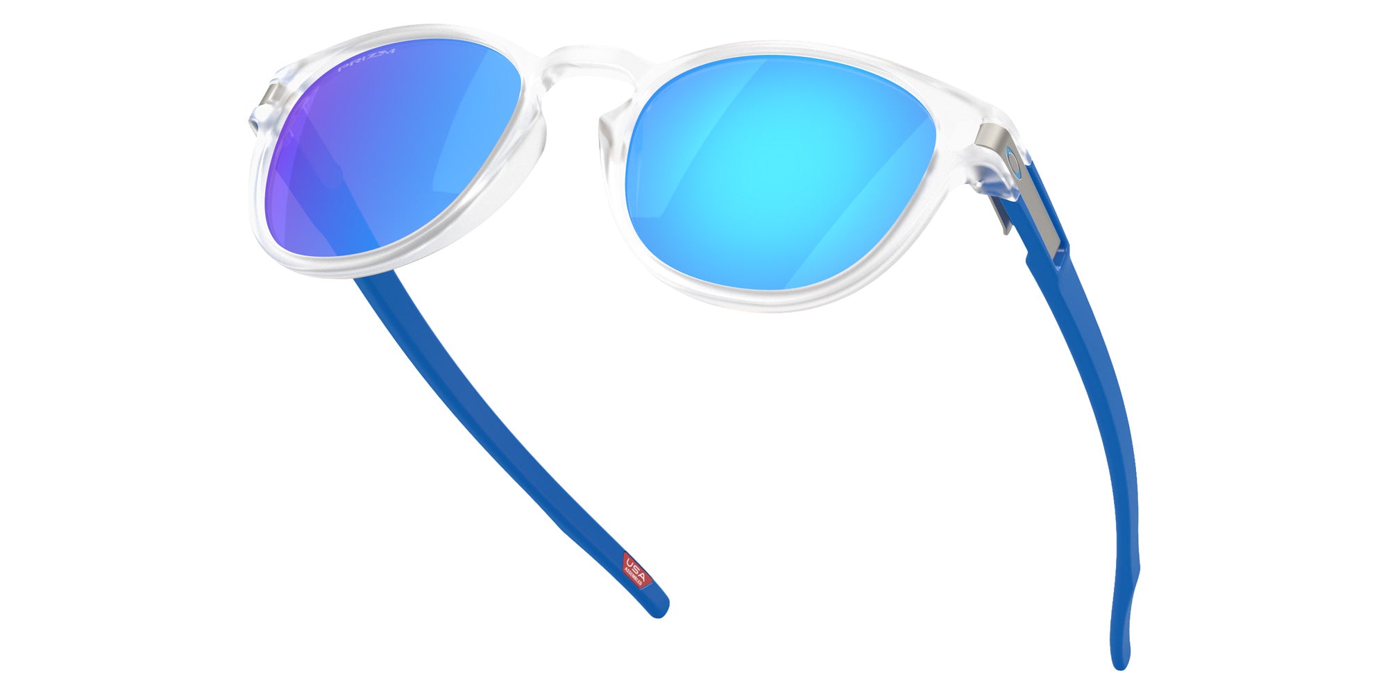 Oakley® OO9349 LATCH (A) OO9349 934958 53 Sunglasses - Matte Clear / Prizm Sapphire Mirrored 934958