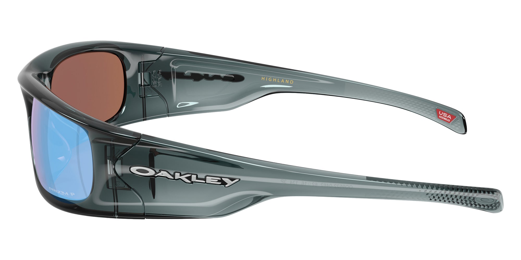Oakley® OO9522 HIGHLAND OO9522 952204 62 Sunglasses - Crystal Black / Prizm Deep Water Polarized Mirrored