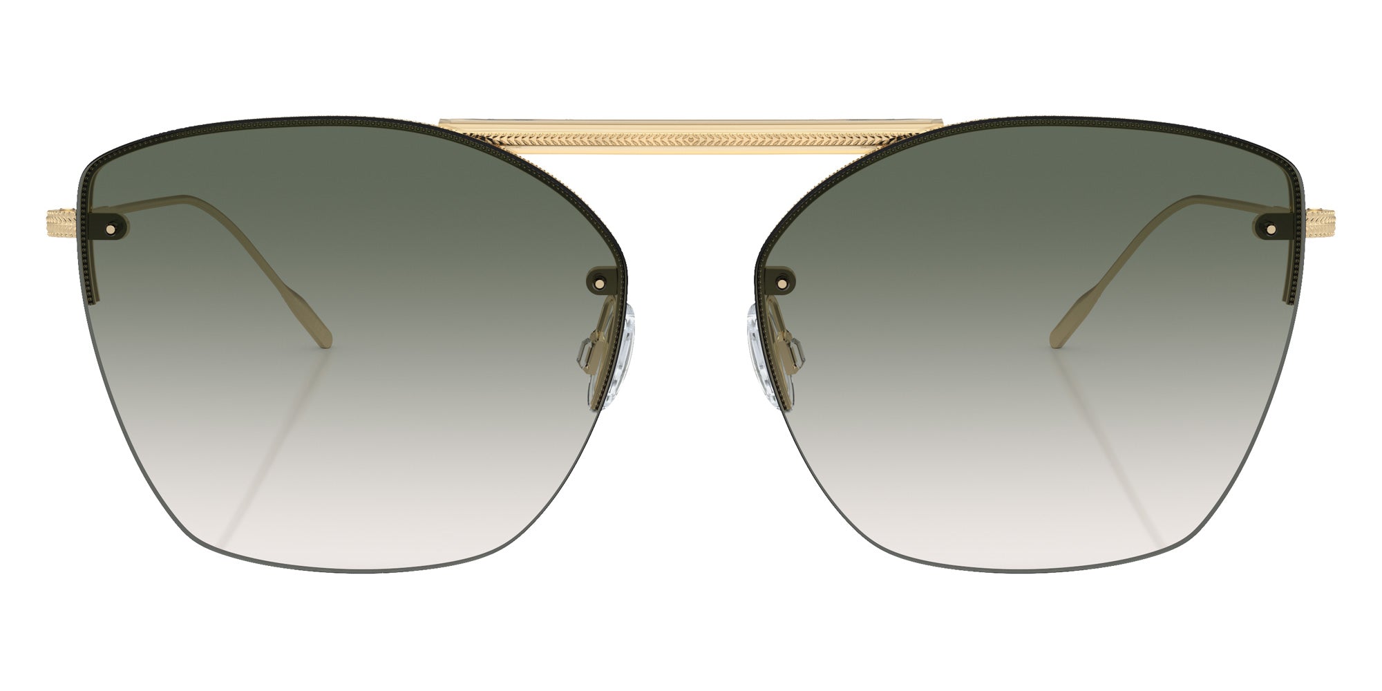 Oliver Peoples® OV1217S Square OV1217S 50352A 61 Sunglasses - Ziane Gold/Buff Top Bar Viridi/Gold/Viridian Gradient