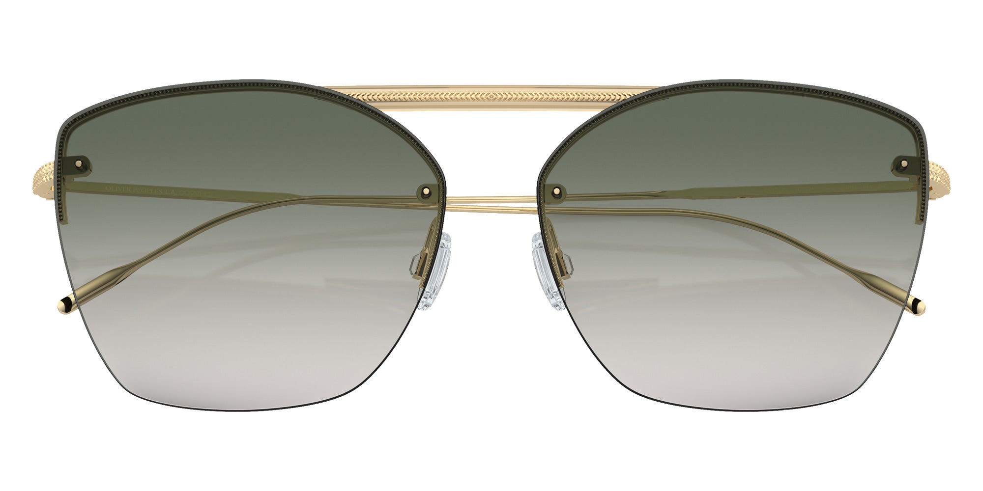 Oliver Peoples® OV1217S Square OV1217S 50352A 61 Sunglasses - Ziane Gold/Buff Top Bar Viridi/Gold/Viridian Gradient