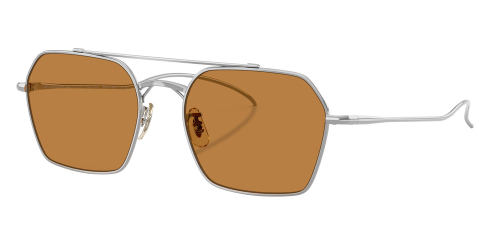 Oliver Peoples® OV1365ST Geometric OV1365ST 503653 53 Sunglasses - Silver/Cognac