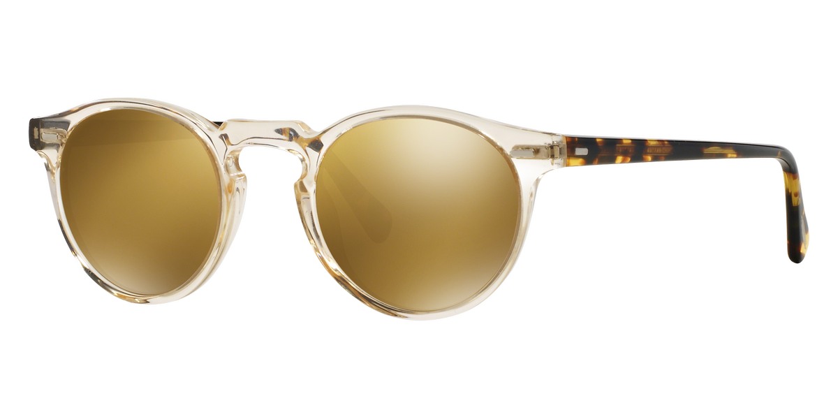 Oliver Peoples® Gregory Peck Sun OV5217S 1485W4 47 Sunglasses - Buff / Dark Tortoise Brown / Gold Mirrored MG