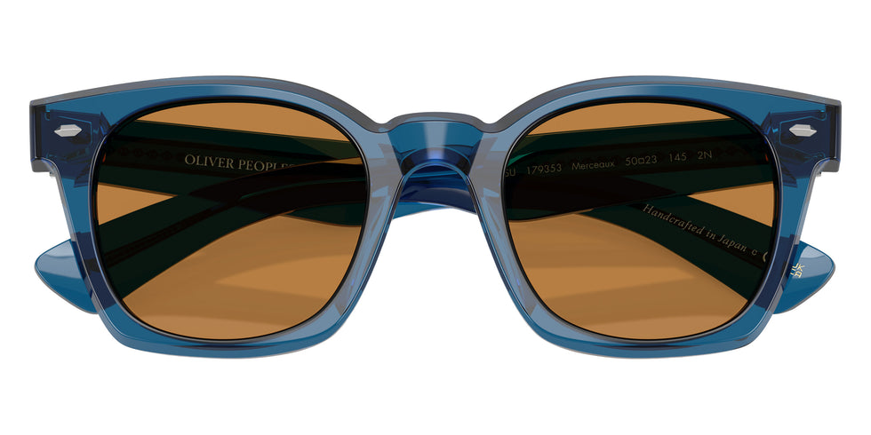 Oliver Peoples® Merceaux 18K OV5498SU 179353 50 Sunglasses - Translucent Blue / Cognac