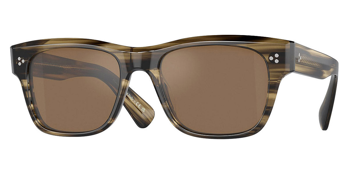 Oliver Peoples® Birell Sun OV5524SU 1719G8 52 - Olive Smoke / Cognac Mirrored Sunglasses