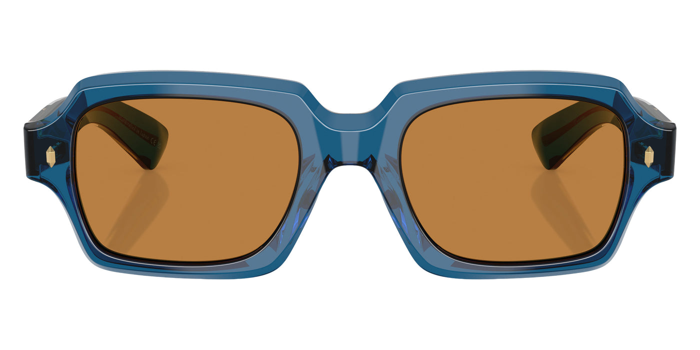 Oliver Peoples® Devaney 18k OV5539SU 179353 53 Sunglasses - Translucent Blue / Cognac