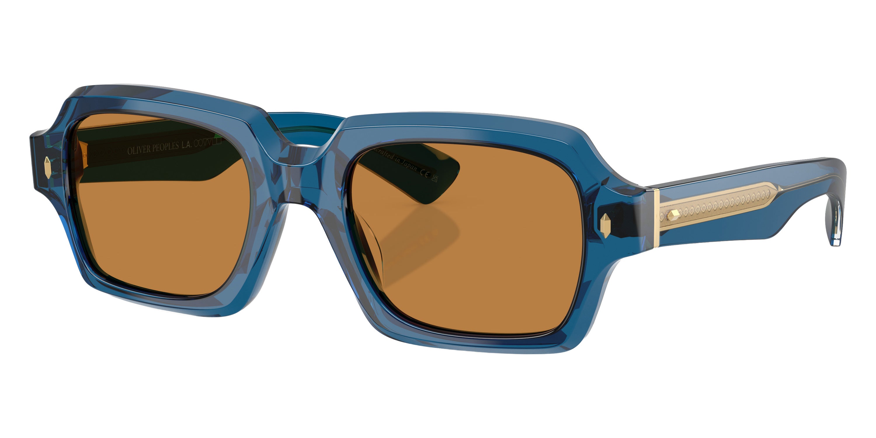 Oliver Peoples® Devaney 18k OV5539SU 179353 53 Sunglasses - Translucent Blue / Cognac