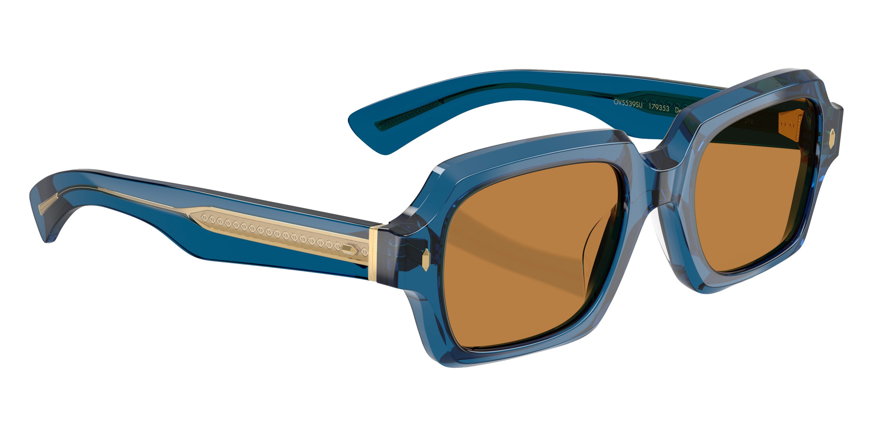 Oliver Peoples® Devaney 18k OV5539SU 179353 53 Sunglasses - Translucent Blue / Cognac